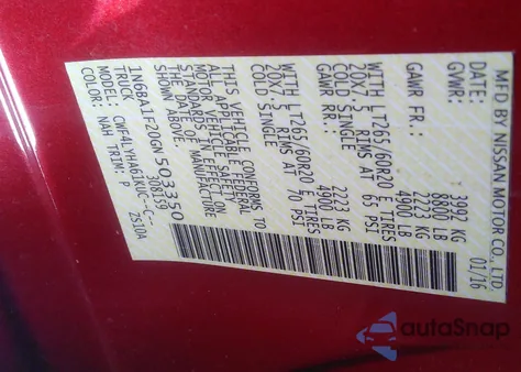 2016 Nissan Titan Xd Platinum Reserve Diesel из США, поврежденный, VIN 1N6BA1F20GN503350